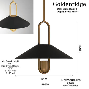 Minka Lavery Goldenridge 15" 1 Light Pendant - 151-876 7