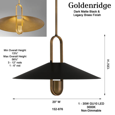 Minka Lavery Goldenridge 20" 1 Light Pendant - 152-876 8
