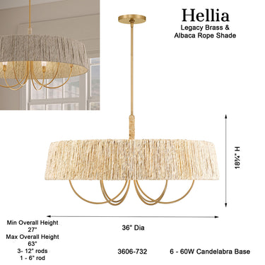 Minka Lavery Hellia 36" 6 Light Pendant - 3606-732 8