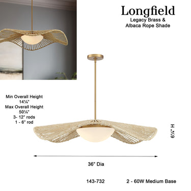 Minka Lavery Longfield 36" 2 Light Pendant - 143-732 8