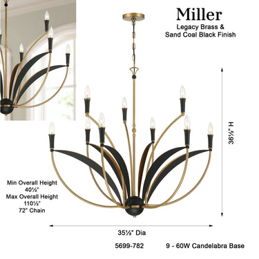 Minka Lavery Miller 35.5" 9 Light Chandelier - 5699-782 5