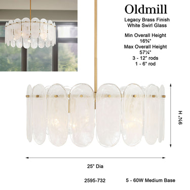 Minka Lavery Oldmill 25" 5 Light Pendant - 2595-732 7