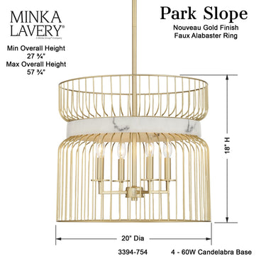 Minka Lavery Park Slope 4Lt Pendant - 3394-754 4