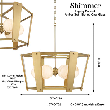 Minka Lavery Shimmer 30.75" 6 Light Pendant - 3786-732 9