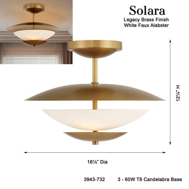 Minka Lavery Solara 18.25" 3 Light Semi Flush - 3943-732 5