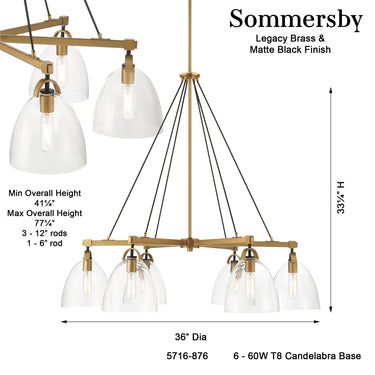 Minka Lavery Sommersby 36" 6 Light Chandelier - 5716-876 8