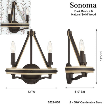 Minka Lavery Sonoma 13.5" High 2 Light Wall Sconce - 2622-860 5