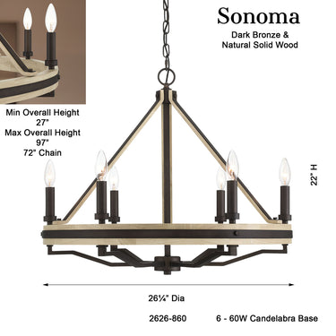 Minka Lavery Sonoma 26.25" 6 Light Chandelier - 2626-860 6