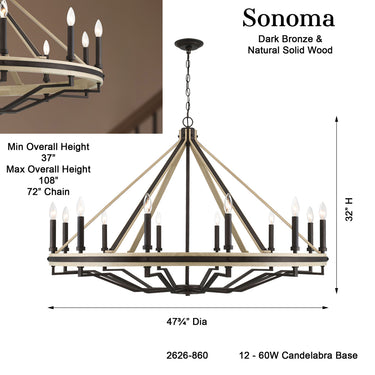 Minka Lavery Sonoma 47.75" 12 Light Chandelier - 2629-860 6