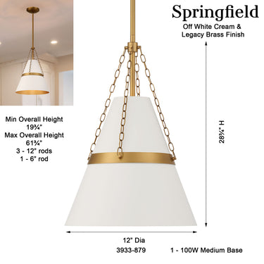 Minka Lavery Springfield 12" 1 Light Pendant - 3933 27