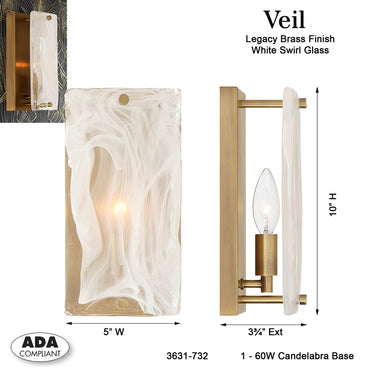 Minka Lavery Veil 10" High 1 Light Wall Sconce - 3631-732 5