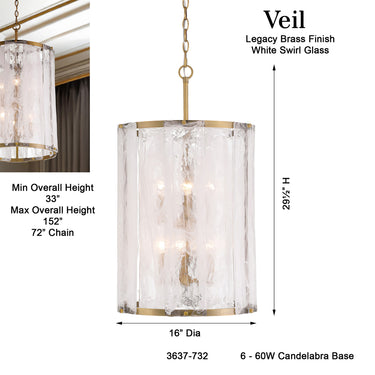 Minka Lavery Veil 16" 6 Light Pendant - 3637-732 7