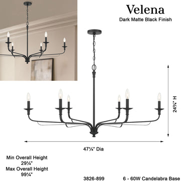 Minka Lavery Velena 47.25" 6 Light Chandelier - 3826-899 7