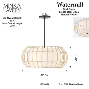 Minka Lavery Watermill 3 Light Pendant - 1105-66A 5