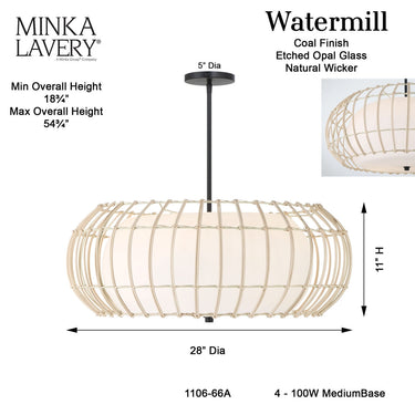 Minka Lavery Watermill 4 Light Pendant - 1106-66A 5
