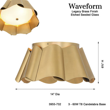 Minka Lavery Waveform 14" 3 Light Flush Mount - 3955-732 6