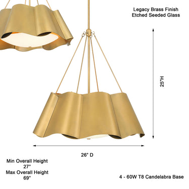 Minka Lavery Waveform 26" 4 Light Pendant - 3954-732 10