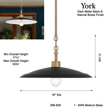 Minka Lavery York 16" 1 Light Pendant - 296 15