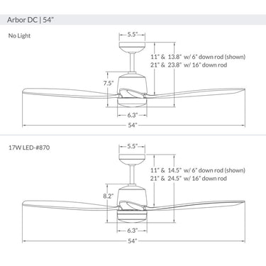 Modern Fan ARB-54-870 Arbor DC 54" Fan w/ Light 24