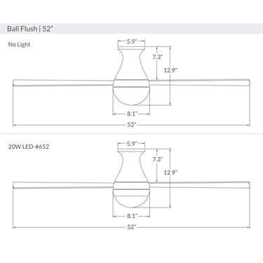 Modern Fan BAL-FM-52-NL Ball Flush 52" Fan 12
