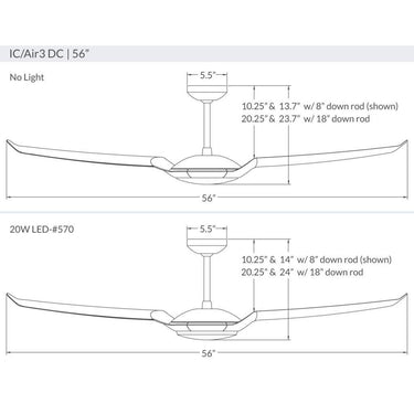 Modern Fan IC3-56-570 IC/Air 3 Blade DC 56" Fan w/ Light 28