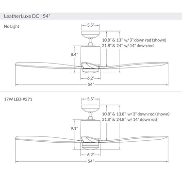 Modern Fan LLX-54-271 LeatherLuxe DC 54" Fan w/ Light 40