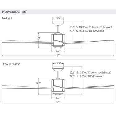 Modern Fan NOU-56-271 Nouveau DC 56" Fan w/ Light 43