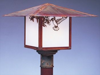 MP-17 Arroyo Craftsman Monterey 17" Outdoor Post Mount with Hummingbird Overlay - Crescent Harbor