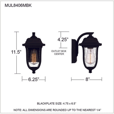 Mulberry 1 Light Outdoor Wall Sconce 4