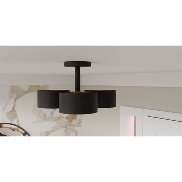 Nala 3 Light Semi-Flush Mount in Matte Black 2