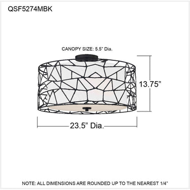 Newcastle 4 Light Semi-Flush Mount in Matte Black 3