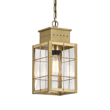 Norfield Pendant shown in the Antique Brass finish with a Clear shade - 9422-H-AB-CL