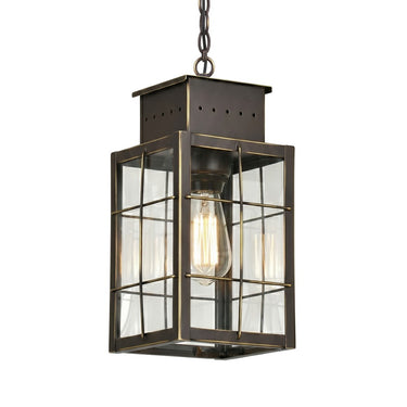 Norfield Pendant shown in the Bronze finish with a Clear shade - 9422-H-BZ-CL