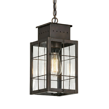 Norfield Pendant shown in the Dark Brass finish with a Clear shade - 9422-H-DB-CL