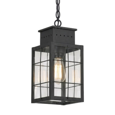 Norfield Pendant shown in the Matte Black finish with a Clear shade - 9422-H-BK-CL