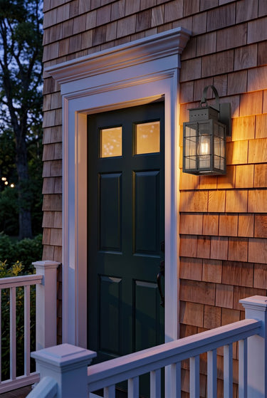 Norfield Sconce shown in the Gunmetal finish with a Clear shade - 9421P-H-GM-CL 2