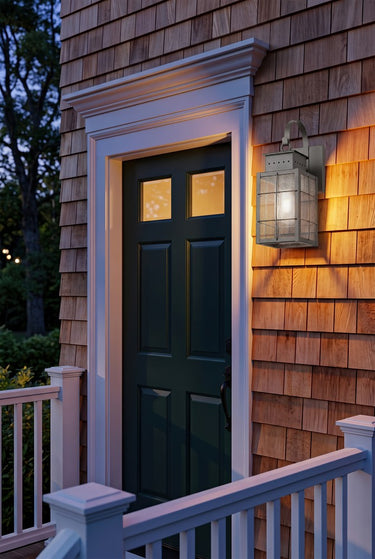 Norfield Sconce shown in the Gunmetal finish with a Seedy shade - 9421P-H-GM-SDY 2