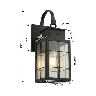 Norfield Sconce shown in the Matte Black finish with a Clear shade - 9421P-H-BK-CL 1