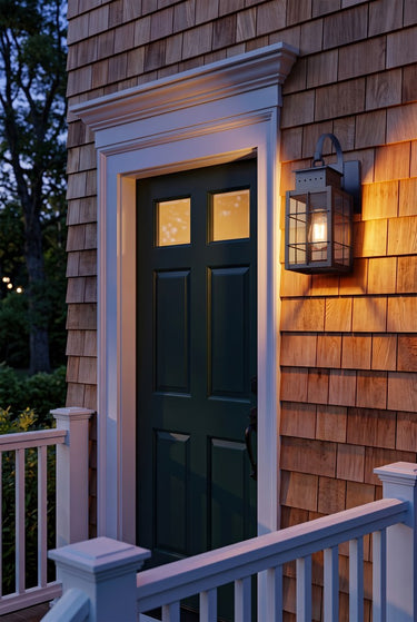 Norfield Sconce shown in the Matte Black finish with a Clear shade - 9421P-H-BK-CL 2