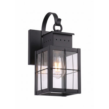 Norfield Sconce shown in the Matte Black finish with a Clear shade - 9431P-H-BK-CL