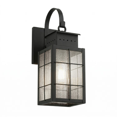 Norfield Sconce shown in the Matte Black finish with a Seedy shade - 9421P-H-BK-SDY 