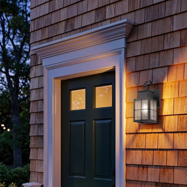 Norfield Sconce shown in the Matte Black finish with a Seedy shade - 9431P-H-BK-SDY 2