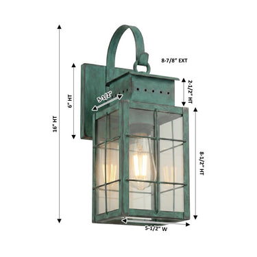 Norfield Sconce shown in the Verde Green finish with a Clear shade - 9421P-H-VG-CL 1