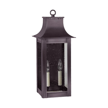 Northeast Lantern 11221-LT2 Coplin Medium Square Pagoda Wall 2 Light Candelabra Sockets Clear Glass 11