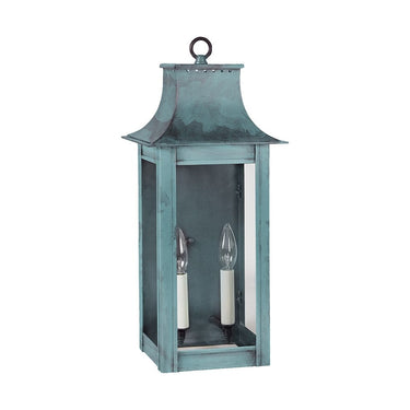 Northeast Lantern 11221-LT2 Coplin Medium Square Pagoda Wall 2 Light Candelabra Sockets Clear Glass 13