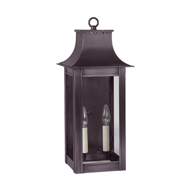 Northeast Lantern 11221-LT2 Coplin Medium Square Pagoda Wall 2 Light Candelabra Sockets Clear Glass 10