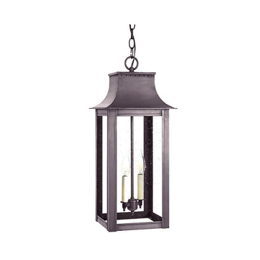 Northeast Lantern 11232-LT2 Coplin Large Square Pagoda Hanging 2 Light Candelabra Sockets Clear Glass 36" Chain 11