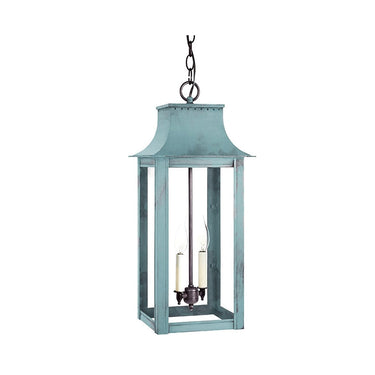 Northeast Lantern 11232-LT2 Coplin Large Square Pagoda Hanging 2 Light Candelabra Sockets Clear Glass 36" Chain 13