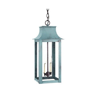 Northeast Lantern 11232-LT2 Coplin Large Square Pagoda Hanging 2 Light Candelabra Sockets Clear Glass 36" Chain 14