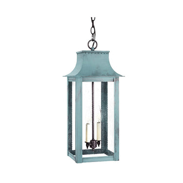 Northeast Lantern 11232-LT2 Coplin Large Square Pagoda Hanging 2 Light Candelabra Sockets Clear Glass 36" Chain 15